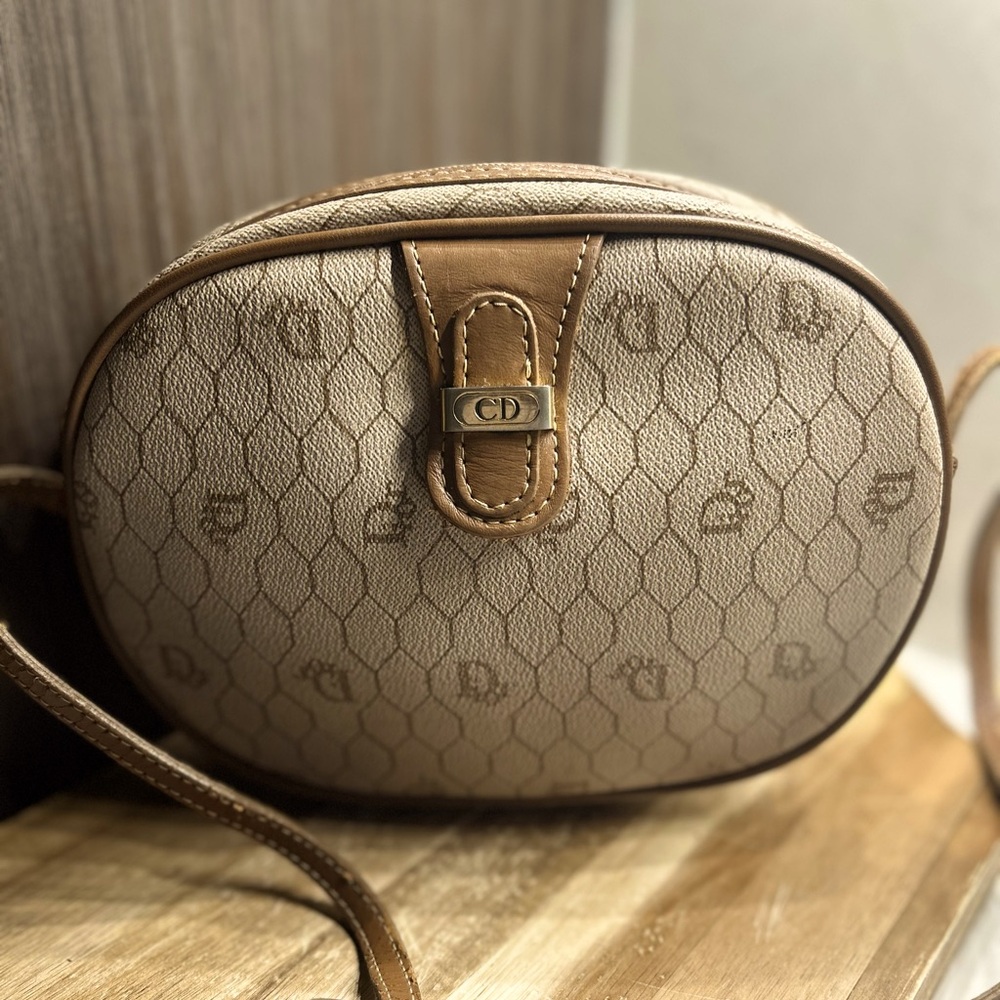 Dior Honeycomb Vintage Taupe and Brown Crossbody bag